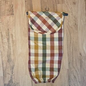 Hand Made Plaid Shopping/Garbage Bag Holder/Dispenser With Hook Decor